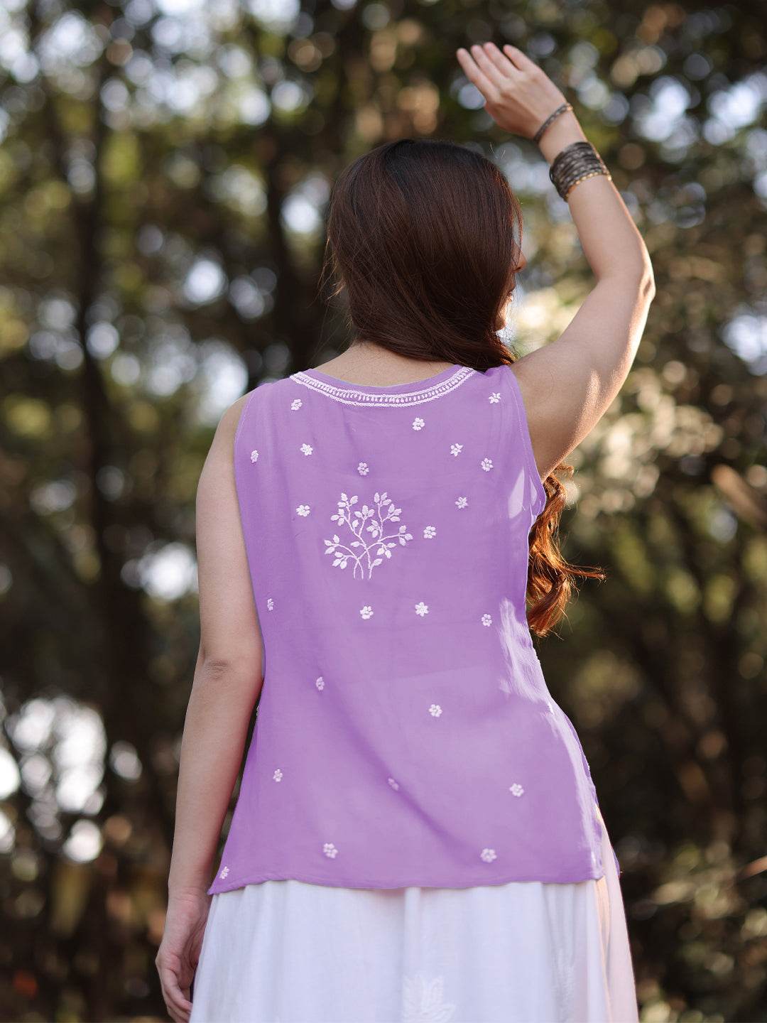 ZAYNA Chikankari Georgette Top - KRI CHIKANKARI